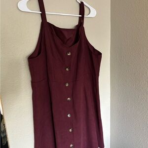 Burgundy Button-Down Dress